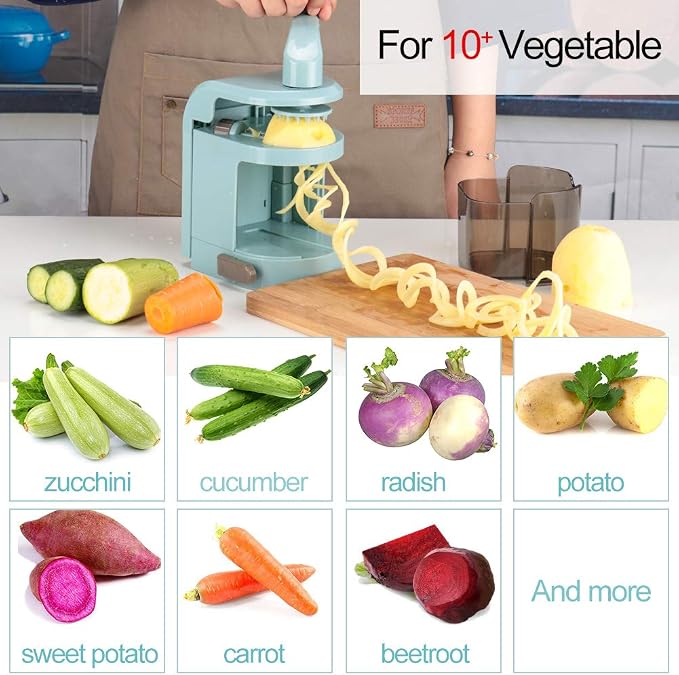 Ourokhome Vegetable Spiralizer Zucchini Noodles Maker – 4 Built-in Spiral Slicer Blade for Veggie Spaghetti Paste