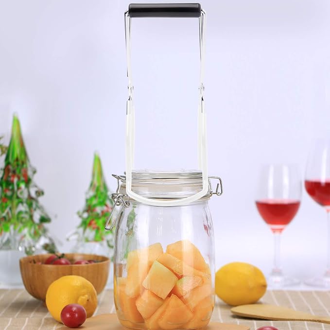Canning Jar Lifter Tongs, Canning Supplies | Stainless Steel Jar Lifter with Grip Handle for Home Kitchen, White