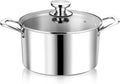 P&P CHEF 4 Quart Tri-Ply Stainless Steel Stock Pot, Cooking Pot with Lid | 4 Qt Stockpot for Soup Pasta Vegetable, Induction Cookware for All Stoves, Sturdy & Double Handle, Oven & Dishwasher Safe