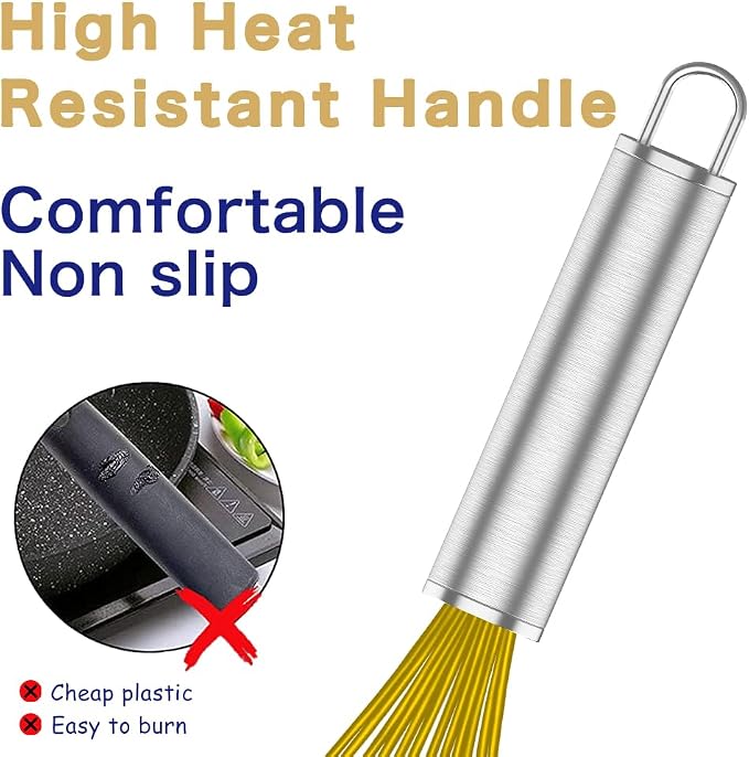 OYV Yellow Silicone Whisk Set of 3, 8/10/12 Inch, Non-Scratch | BPA-Free Silicone, Heat Resistant Up to 480°F, Stainless Steel Core, Dishwasher Safe, Nonstick-Safe