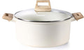 CAROTE Nonstick Stock Pot with Lid, 6 Quart White Granite | Kitchen Cooker Compatible with All Stoves, Dishwasher Safe, Cookware for Boiling, Simmer, PFOA Free