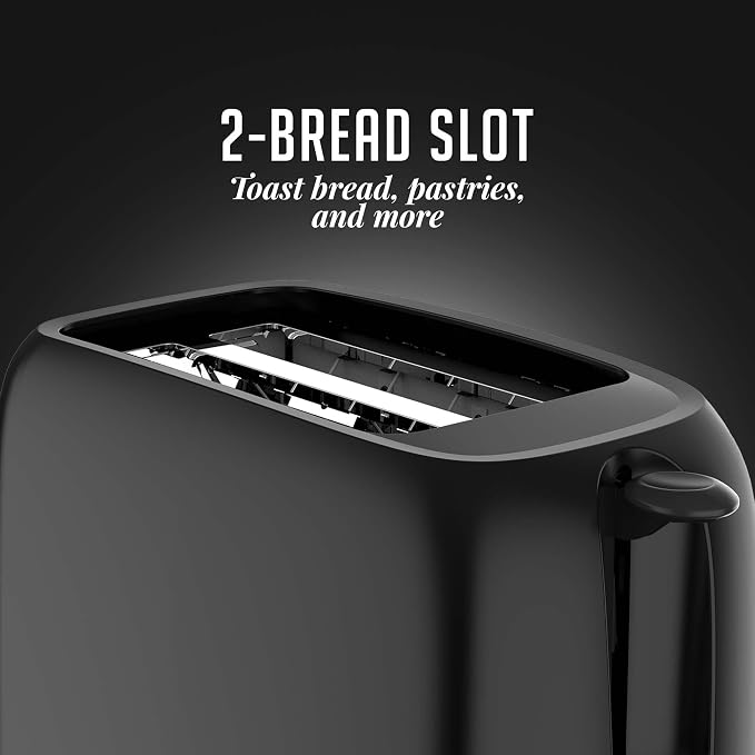OVENTE Electric 2 Slice Toaster Machine with 6-Shade Browning Selector Setting,Compact Design &Removable Crumb Tray,700W Power Perfect for Toasting Bread,Thin Bagels &Waffles,Black TP2210B,(Pack of 6)