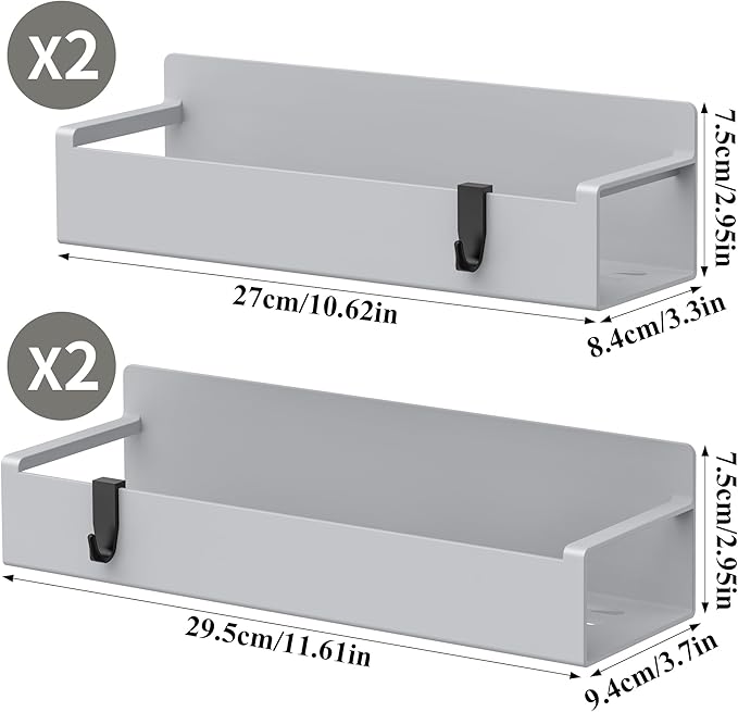 4 Pack Magnetic Spice Rack Organizer for Refrigerator and Oven, Silver Fridge Organizers and Storage for Kitchen