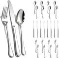 24-Piece Silverware Set for 8 - Stainless Steel Flatware Cutlery Set Service for 8, Mirror Polished Flatware Set Include Forks Spoons Knives for Home, Wedding, Restaurant, Dishwasher Safe