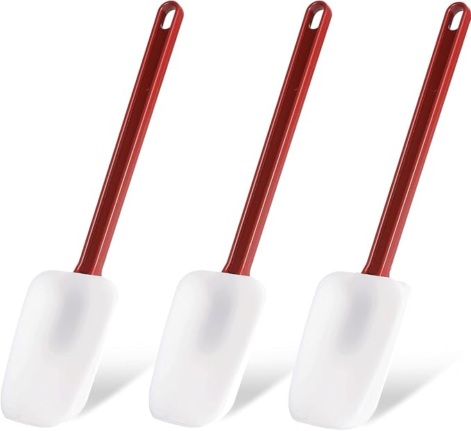 Silicone Rubber Spatula and Spoon Rubber Spatula Set of 3, High Heat Spatula Spoon, Commercial Spatula for Cooking, Commercial Rubber Spatula (3 Spoonula 16 Inches), White