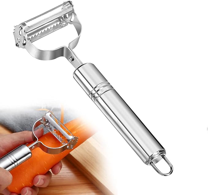 3-in-1 Vegetable Peeler with Julienne Slicer & Potato Eye Remover | Ultra Sharp Stainless Steel Blade | Ergonomic Anti-Slip Handle | Heavy Duty Kitchen Peeler