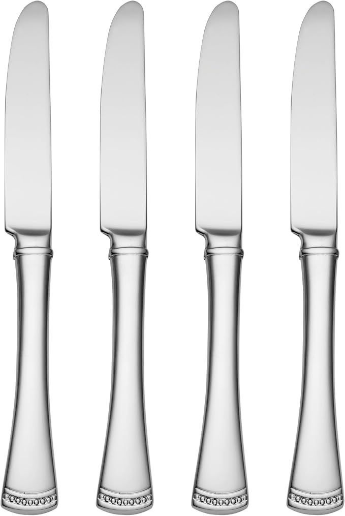 Lenox Portola Flatware Collection, 18/10 Stainless Steel Flatware & Silverware, Dinner Knife Set, 4-Piece