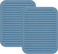 Silicone Trivets Mats for Hot Dishes and Hot Pots, Hot Pads for Countertops, Tables, Pot Holders, Spoon Rest Small Drying Mats Set of 2 Many Colors for Your Choose (Grey Blue)