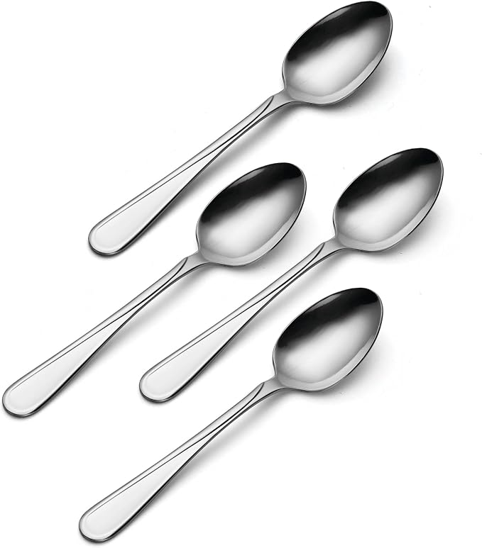 Oneida Flight Dinner Spoons Silverware Set for 4, Flatware | 18/0 stainless steel, mirror finish | dishwasher safe | great for soup or everyday dining, cutlery set
