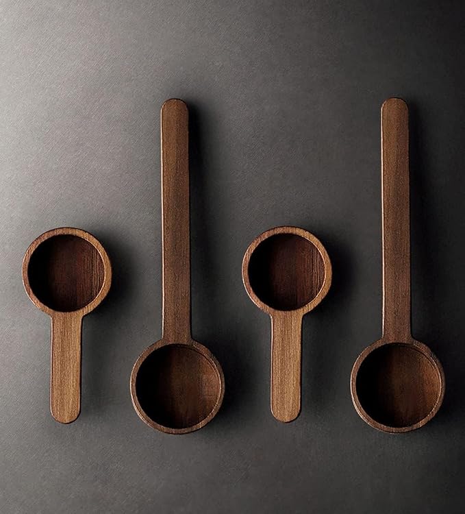 Coffee Spoons, ablespoon Scoop, Coffee Ground Spoon, Measuring for Ground Beans or tea, Soup Cooking Mixing Stirrer Kitchen Tools Utensils, 1 Wooden Tea Scoop (Walnut Wooden 3.86 in）