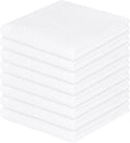 Homaxy 100% Cotton Waffle Weave Kitchen Dish Cloths 8-Pack, White | 12 x 12 Inches, Ultra Soft Absorbent Dish Towels, Quick Drying Dish Rags with Hanging Loop