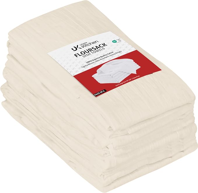 Utopia Kitchen Natural Flour Sack Towels [6 Pack - 28 x 28 Inch]100% Cotton | Tea Towels for Cleaning & Drying - Highly Absorbent Kitchen Dish Cloth
