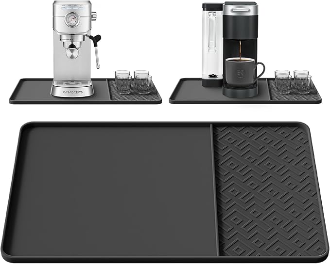 Silicone Coffee Mat with Raised Edges 19" x 12" – Waterproof Countertop Mat, Coffee Maker Pad, Espresso Machine Mat, Heat Resistant Dish Drying Mat