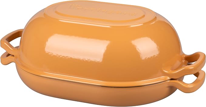 VORRINGARD Enameled Cast Iron Sourdough Bread Oven, Dutch Oven, Loaf Cast Iron Bread Pan for Homemade Bread Baking, Meatloaf Pan with Lid, 7QT, Yellow