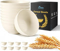 HOTEC Unbreakable Wheat Straw Cereal Bowls - Microwave & Dishwasher Safe Soup and Salad Bowls BPA Free, Set of 8, 26oz, Off-White