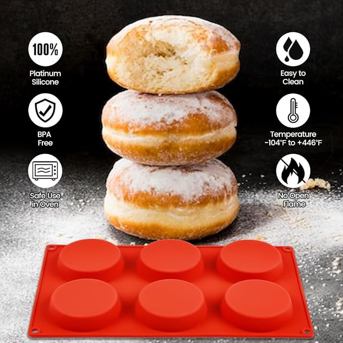 CAKETIME Silicone Egg Molds, 3 Inch Muffin Top Pan 4 Pack Nonstick for Baking English Muffin, Whoopie Pie, Corn Bread, Egg bite, Breakfast Sandwiches