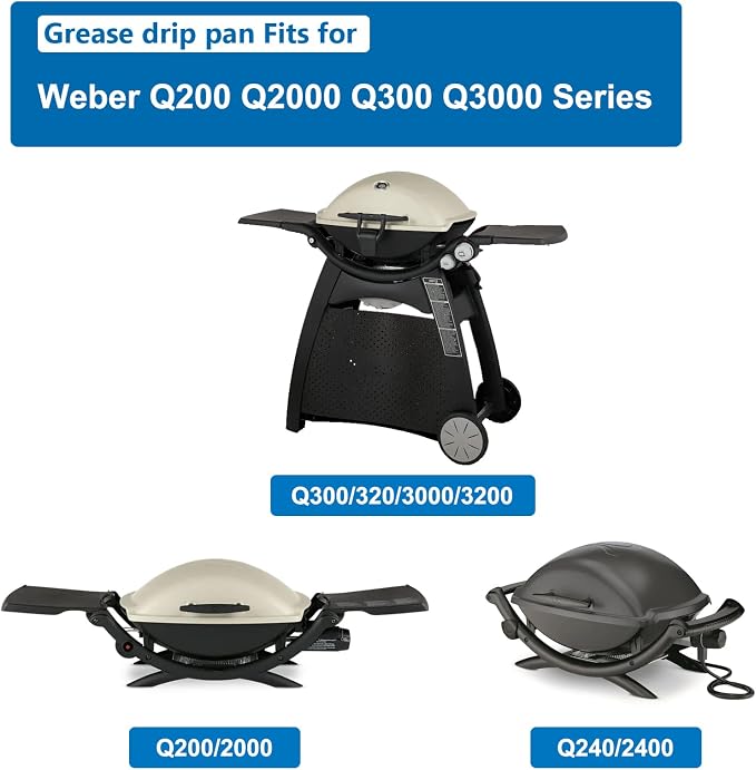 Uniflasy 80580 Catch Pan for Weber Q200 Q300 Q220 Q240 Q2000 Q2200 Q320 Grill, Drip Tray for Weber Q200/Q300 Series Grill with 6415 Aluminum Liner Replacement, 15 Pack