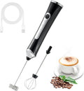 Handheld Electric Milk Frother with 2 Heads, Coffee Whisk Foam Mixer with USB Rechargeable 3 Speeds, Foam Maker Blender for Latte, Cappuccino, Hot Chocolate, Egg