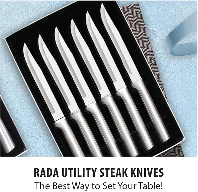 RADA Cutlery Six Utility/Steak Knives Gift Set (S06), Silver | 6-Piece Knife Set , Stainless Steel Blade, Cast Aluminum Handle