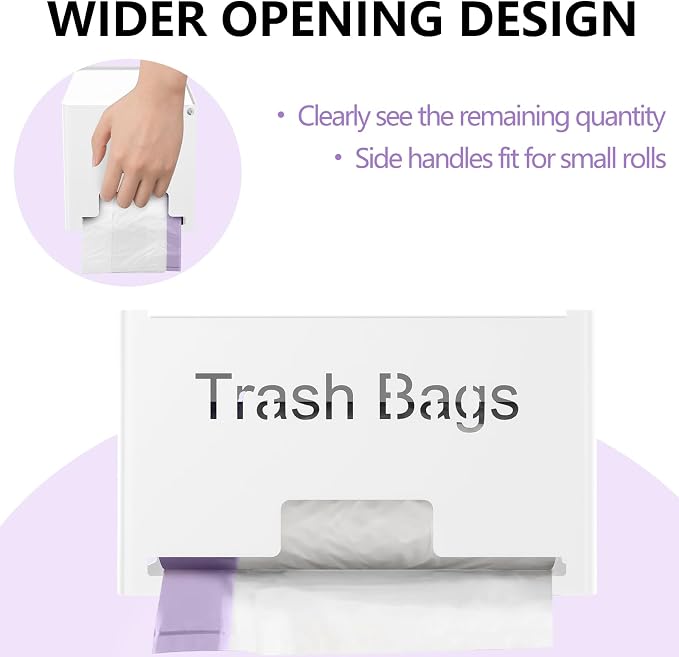 STWWO 2-Pack Trash Bag Holder Dispenser, Stackable Garbage Bag Dispenser | Extra Large Trash Storage Organizer for Kitchen Laundry Under Sink, Wall Mounted or Freestanding, Metal White