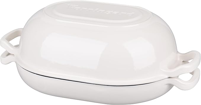 VORRINGARD Enameled Cast Iron Sourdough Bread Oven, Dutch Oven, Loaf Cast Iron Bread Pan for Homemade Bread Baking, Meatloaf Pan with Lid, 7QT, White