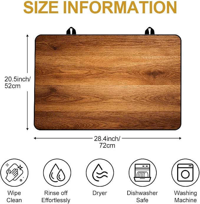Rustic Wood Grain Stove Top Cover for Electric Gas Glass Top Stove | Rustic wood grain kitchen decor; non-slip stovetop cover, faux wood noodle board, glass cooktop mat for farmhouse kitchen