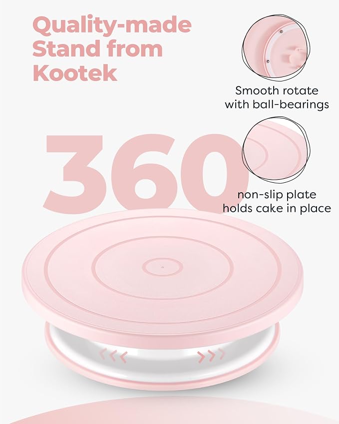 Kootek 71 Cake Decorating Kit Baking Supplies Tools for Beginners & Pros | Cake Stand Turntable, Icing Piping Tips, Disposable Reusable Pastry Bag, Spatulas, Video Tutorial, Pattern Chart
