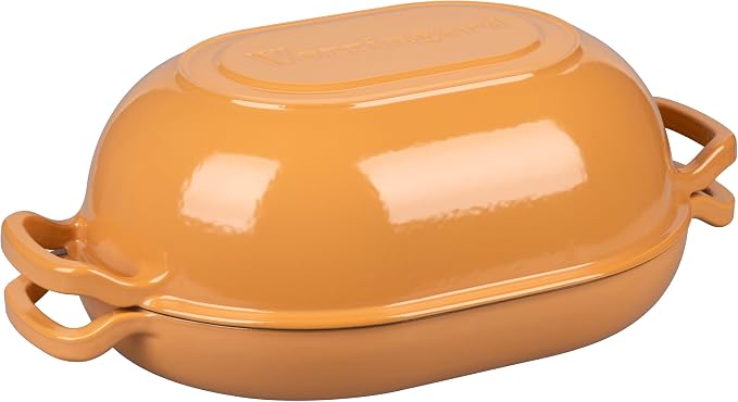 VORRINGARD Enameled Cast Iron Sourdough Bread Oven, Dutch Oven, Loaf Cast Iron Bread Pan for Homemade Bread Baking, Meatloaf Pan with Lid, 7QT, Yellow