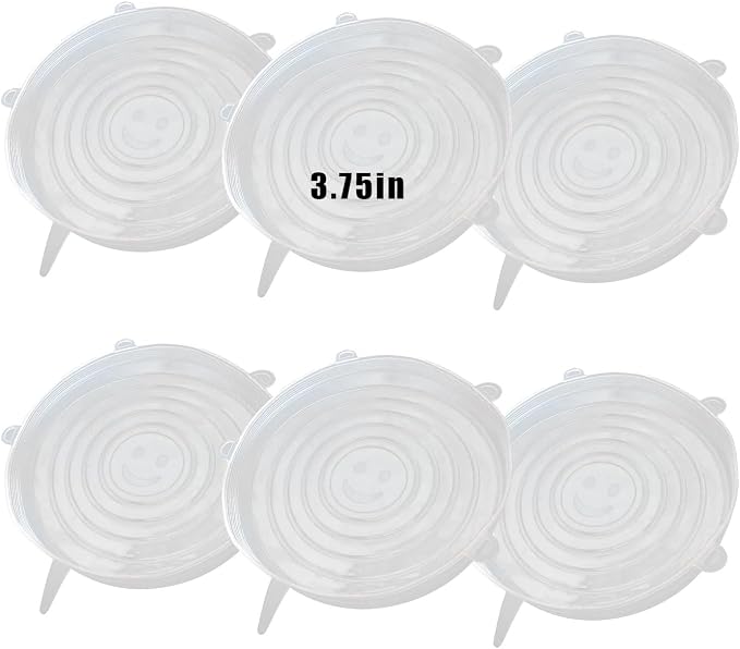 Silicone Stretch Lids, 6 Pcs, 3.75in | Reusable and Durable, Silicone Container Covers, Food Storage, Expandable Bowl Covers, Dishwasher & Freezer Safe