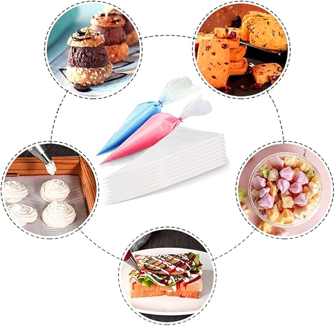 100 Pieces Piping Bags Disposable -14 inch Tipless Piping Bags | Pastry Bags | Icing Bags | Frosting Bags for Cake Cookies Baking Decorating (100, 14inch)