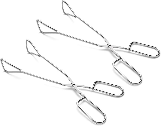 Hiash 11" Heavy Duty Stainless Steel Kitchen Scissor Tongs with Comfortable Ergonomic Grip, Heat Resistant Tongs for Cooking & BBQ, Set of 2
