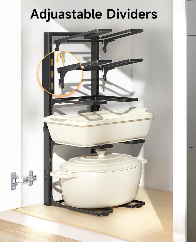 MUDEELA 8-Tier Pots and Pans Organizer under Cabinet, 20.8" H Heavy Duty | 120LBS capacity, 2 Installation Options, Heavy-duty pot rack holds cast-iron pans, skillets, griddles and shallow pot