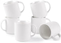 theterra Ceramic Coffee Mugs Set of 6, 14.2 oz Coffee Cups with Handle | Handmade, Suitable for Latte, Tea, Milk, Beer & Hot Cocoa, Bright White