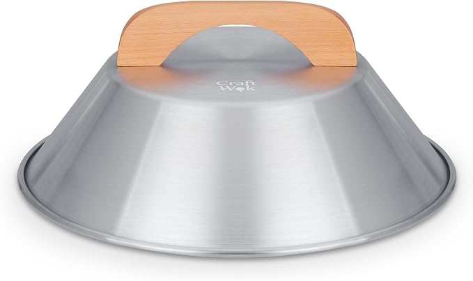 Craft Wok Dome Lid for 14-Inch Woks Traditional Dome Shaped with Wooden Handle Cover for 14 inch Woks Asian Cookware Aluminum / 732W3