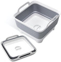 Collapsible Wash Basin with Drain Plug - 2.4 Gallon Foldable Wash Basin for Baby Bottles, Space-Saving Dish Pans for Washing Dishes in Sink, Collapsible Laundry Tub, Portable RV Camping Bin