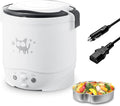 OSBA 12V Rice Cooker for Car 1L Mini Rice Cooker with Steamer, White | 2Cup Portable Travel Rice Cooker for 1-2 People, Cooking Heating & Auto Keeping Warm Function, Used as an Electric Lunch Box