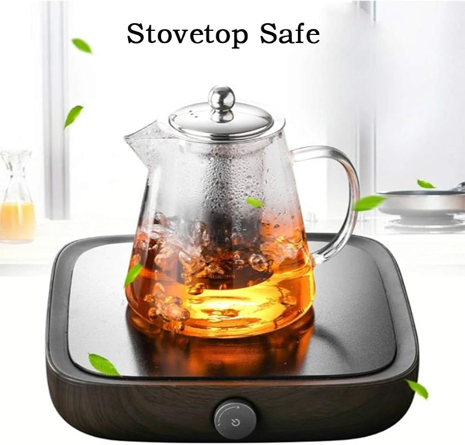 TMOST Glass Teapot with Infuser Tea Pot 950ml/32oz Tea Kettle Stovetop Safe Blooming and Loose Leaf Tea Maker Set (32oz/ 950ml)