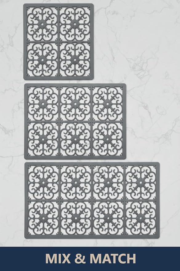 GASARÉ, Extra Large, Thick, Silicone Trivet for Hot Dishes, Pots, and Pans, Heat Resistant Mat for Countertop, Hot Pad for Kitchen, Easy to Clean, 12 x 11 x 3/8 Inches, Gray