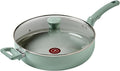 T-fal Refresh Ceramic Nonstick Skillet with Lid, 5 Qt Saute Pan, Mint Green | Recycled aluminum body, Thermo-Spot heat indicator, Oven safe to 350°F, Helper handle, Excludes induction cooktops