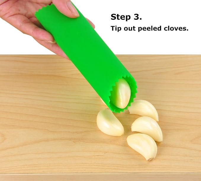2 Set Peeler Silicone Easy Roll Tube Useful Garlic Odorfree Kitchen Tool (Yellow,Green)