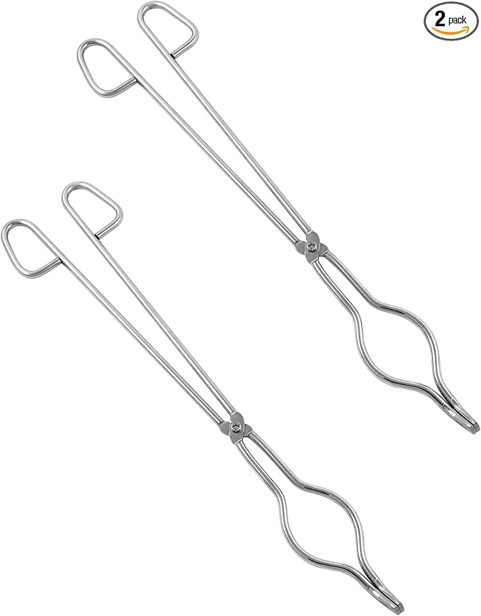 QWORK Crucible Tongs, 2 Pack 16" Stainless Steel Professional Grade Crucible Kit