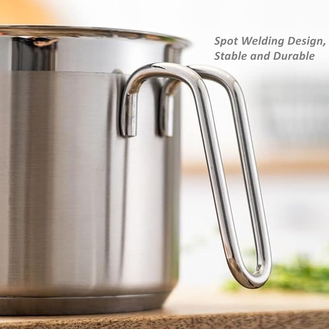 Stainless Steel Saucepan With Glass Lid, Sauce Pan, 2.5 Quart Cooking Pot, Perfect For Boiling Milk, Sauce, Gravies, Pasta, Noodles