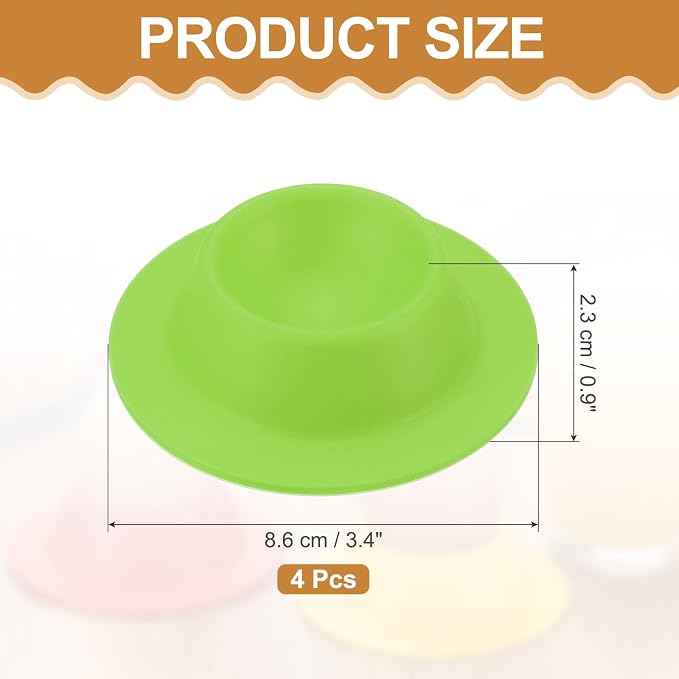 uxcell 4 Pack Soft Boiled Egg Holder, Nonstick Silicone Egg Poacher Cups Poached Cups Kitchen Breakfast Gadget for Microwave Air Fryer Stove Top Cooking Boiled Poached, Green