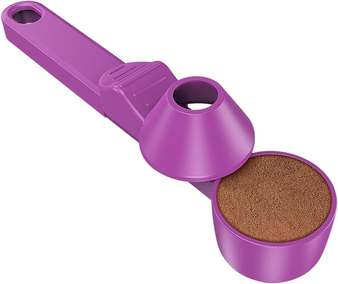 Coffee Scoop & Funnel for Reusable K Cup Refillable Coffee Pods,2 Tablespoon Coffee Scoop for Ground Coffee (1, Purple)
