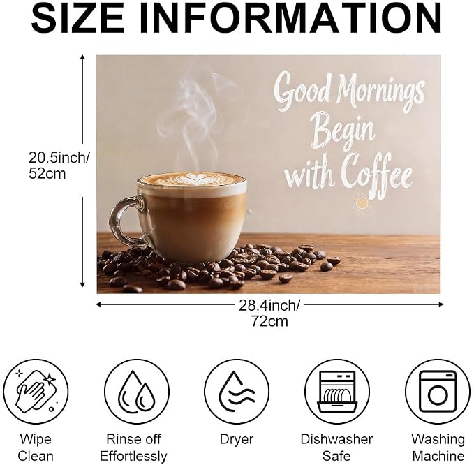 Good Morning Coffee Latte Stove Top Cover 28.35x20.47in Kitchen | Good morning coffee latte stove top cover 28.35x20.47 in; cozy kitchen cooktop mat dishwasher safe machine washable