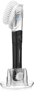 MR.SIGA Soap Dispensing Dish Brush Storage Set, Kitchen Brush with Holder | Dish scrubber with soap dispenser, dish soap brush with scraper