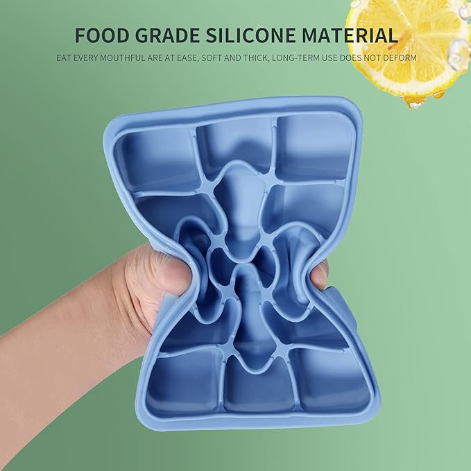 Tvmania Ice Cube Trays Set of 2, 15-Cube Silicone Molds with Removable Lids | Stackable, easy release, BPA-free, reusable, for freezer and whiskey