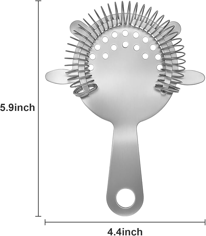 Kirecoo 2PCS Stainless Steel Cocktail Strainer for Bar Drinks | High-Density Spring, Essential Bar Tool, For Smooth Drink Pouring, Fits Boston Shakers & Mixing Glasses