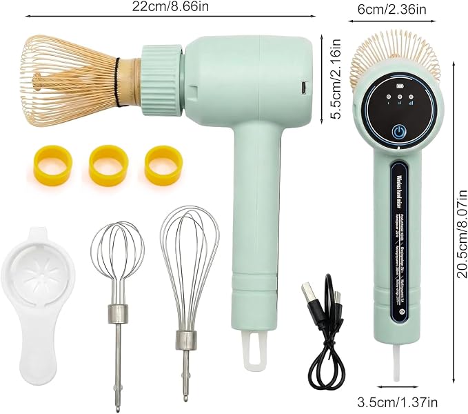Clay&Fire Matcha Whisk, Portable Electric Powered Whisk for Matcha Powder | Versatile Matcha Shaker for Cooking Tasks, Making Cakes,Whipping Cream (Sage green)