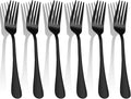 Black Forks Silverware Set Of 6 Pieces, Stainless Steel Forks, Mirror Polished Fork Set, Cutlery Utensils Set, Apartment Essential Flatware